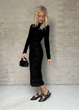 Lurex jersey zip kjole Black Petunias Stine Goya 